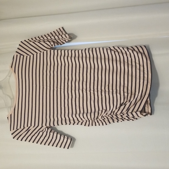 a:glow Maternity pale pink and navy blue striped 3 quarter sleeve to size Med - Picture 3 of 3